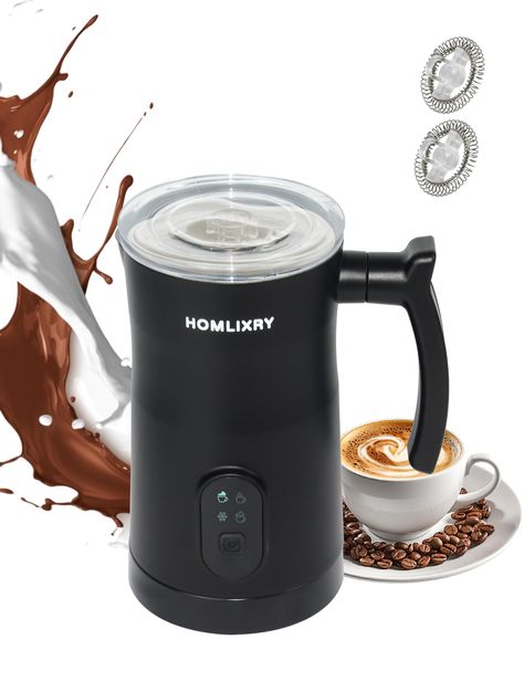 PRICES MAY VARY. 5 in 1 Function Milk Frother: This milk frother and steamer allows you to whip milk into thick warm foam, light warm foam, cold foam and hot milk, you can also add cocoa powder to make chocolate milk. Comes with 2 agitators, 2 cleaning brushes, making your operation and cleaning easier Upgrade Large Capacity: This electric milk frother can heat up to 350 ml/11.9 oz of milk. The foam volume is up to 160 ml/5.4 oz. You can make your favorite coffee drinks with smooth, creamy foam. Electric Milk Frother, Cold Foam, Cleaning Brushes, Canned Heat, Milk Frother, Coffee Latte, Juicer, Cocoa Powder, Coffee Drinks