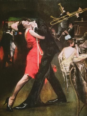 size: 12x9in Giclee Print: Jazz Club of the 'Roaring Twenties' : Roaring 20s Aesthetic, 20s Aesthetic, 20s Art, Jazz Art, Art Library, 1920s Style, Auguste Rodin, Giclee Painting, Jazz Club