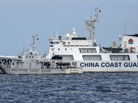 Philippines reports ‘confrontation’ with China in South China Sea | South China Sea News Check more at https://theusawebseries.com/philippines-reports-confrontation-with-china-in-south-china-sea-south-china-sea-news/ West Philippine Sea Poster, Philippine Coast Guard, West Philippine Sea, Chinese Navy, Spratly Islands, Coast Guard Boats, Coast Guard Ships, Art School Supplies, Water Cannon