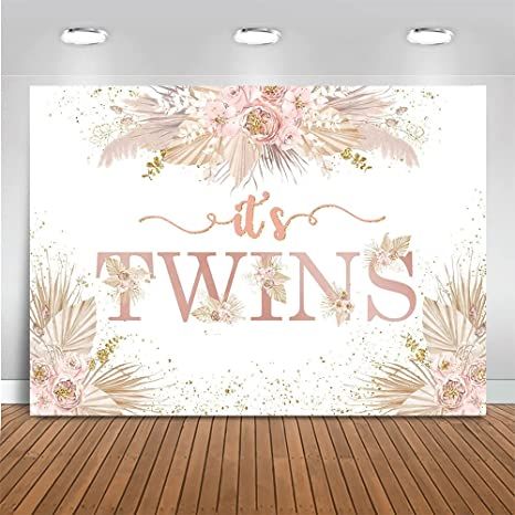 Twin Baby Shower Decorations, Baby Shower For Girl, Decorations For Baby Shower, Twins Party, Shower Background, Girl Shower Themes, Baby Shower Boho, Baby Shower Background, Baby Shower Photography