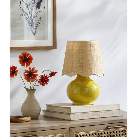 Birch Lane™ Momsen Lamp & Reviews | Wayfair Cottage Yellow, Living Room Shades, Yellow Table Lamp, Holiday Furniture, Yellow Table, Country Cottage Style, Reading Nooks, Side Table Lamps, Mini Lamp