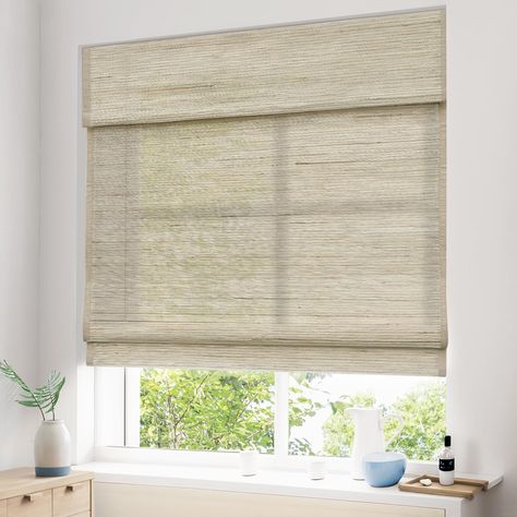 PRICES MAY VARY. [Elegant Roman Blinds] - Choose Pasoun's modern roman blinds to decorate your room, they will enhance the overall style. Dimensional classic style and natural materials complement each other, makes it elegant and functional. You can also choose from different colors, linings and bindings to customize and create your own masterpiece. [HANDMADE ORGANIC FABRIC] - Our cordless roman shades use natural fiber fabrics and unique craftsmanship, which reflect the unique climate and sun e Blinds For Windows Dining Room, Modern Roman Blinds, Roman Shades Living Room, Dining Room Window Treatments, Shades For Windows, Fabric Roman Blinds, Light Filtering Shades, Cordless Roman Shades, Flat Roman Shade