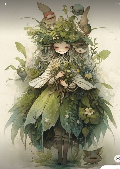 Celtic Forest Aesthetic, Forest Fairy Illustration, Forest Fairy Character Design, Scottish Fairies, Faerie Illustration, Forest Fairy Art, Illusion Tattoo, Faerie Art, Forest Fae