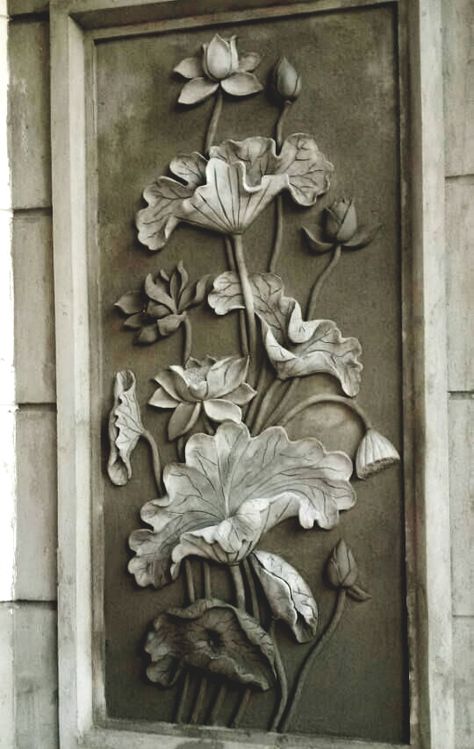 Art Deco Design Graphics, Mural Art Design, Buddhist Art Drawing, Lotus Flower Art, Butterfly Art Painting, Cement Art, Plaster Sculpture, Lotus Art, Plaster Wall Art