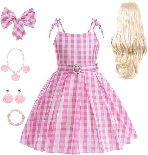 Pink Plaid Dress, Movie Cosplay, Pink Gingham Dress, Baby Costumes Girl, Pink Costume, Barbie Costume, Kids Dress Up, Dress Up Outfits, Cosplay Dress