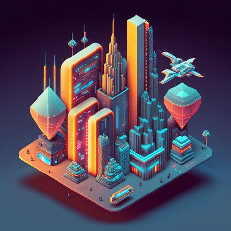 City Isometric, City Ideas, 3d Isometric, Minecraft City, Paper City, Isometric Art, Museum Poster, Concept Board, City Illustration