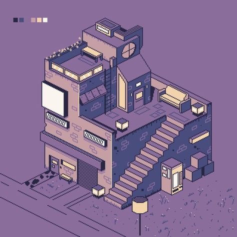 Isometric Pixel Art, Isometric Pixel, Simple Building, Easy Pixel Art, Dreamy Artwork, Cool Pixel Art, Isometric Art, Isometric Design, Pixel Games