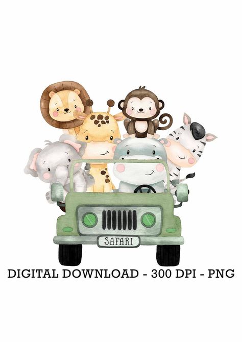 Safari Serenade: Jungle Clipart Animals Illustration Selection Safari Baby Png, Safari Background, Jungle Safari Animals, Animals Cake, Safari Animals Birthday, Safari Nursery Art, Safari Theme Birthday, Jungle Illustration