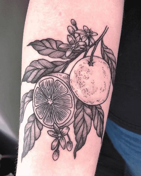 Orange Tattoo Ink, Orange Tattoo, Tattoo Ink Colors, Fruit Tattoo, Tattoo Artwork, Botanical Tattoo, Blossom Tattoo, Dainty Tattoos, Ink Design