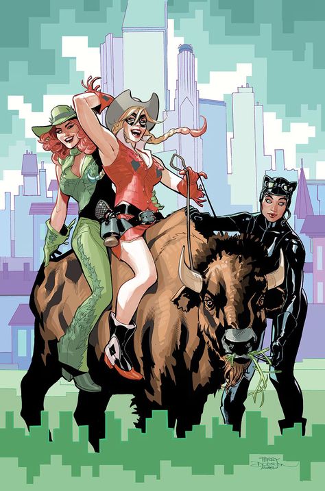 Catwoman Poison Ivy, Poison Ivy And Harley Quinn, Ivy And Harley, Lego Batman 2, Terry Dodson, Art Dc Comics, Gotham City Sirens, Gotham News, Pamela Isley