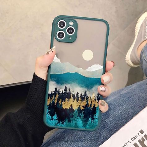 Hand Painted Phone Case, Painted Phone Case, Samsung Phone Covers, Green Scenery, Cell Phone Covers, Iphone Screen, Scenic Design, Nature Inspired Design, Pattern And Decoration