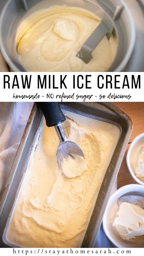 Milk Ice Cream Recipe, Raw Ice Cream, Raw Cream, Homemade Vanilla Ice Cream, Milk Ice Cream, Milk Cream, Egg Yolks, Homemade Vanilla, Fresh Milk