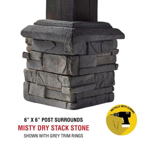 Front Porch Stone, Hearth Stone, Column Wraps, Dry Stack Stone, Stone Exterior Houses, Column Wrap, Manufactured Stone Veneer, Concrete Sealer, Concrete Posts