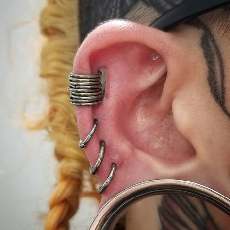 Brian Decker on Instagram: “Healed and stacked on @aloha_laser_services  #conchremoval #conchpiercing #bodymodifications #bodymodification #bodymods #bodyart #bodymod…” Z Tattoo, Mod Jewelry, Coin Slot, Ear Party, Ear Weights, Conch Piercing, Stretched Ears, Pierced Jewelry, Funky Jewelry