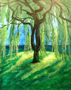 Weeping Willow Painting Library, Willow Tree Art, Tree Drawing Simple, Pinots Palette, Tree Painting Canvas, Weeping Willow Tree, Painting Canvases, Weeping Willow, Tree Illustration