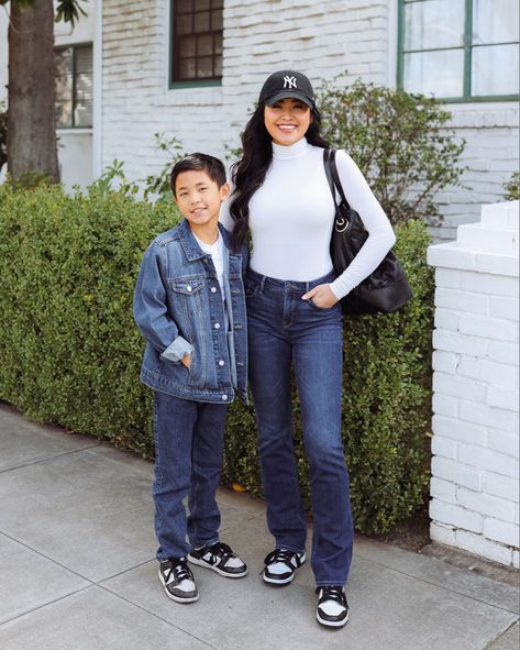 Mom and son matching spring outfit Matching Outfits Aesthetic, Mom And Son Matching Outfits, Matching Outfit Ideas, Mom And Son Matching, Outfit Ideas For Spring, Fashion Outfit Ideas, Mom And Son, Matching Outfit, Family Posing