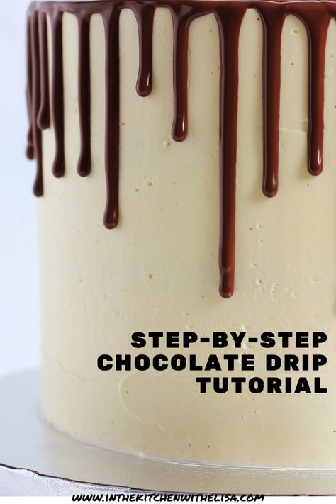 Easy Step-By-Step Tutorial For Perfecting Chocolate Drip. Decorated Chocolate Cake, Best Chocolate Icing, Chocolate Drip Cake Birthday, Chocolate Victoria Sponge Cake, Chocolate Birthday Cake Decoration, Drip Cake Tutorial, Drip Cake Recipes, Chocolate Drip Cake, Drizzle Cake