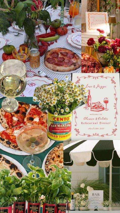 Inspo for welcome dinner Pizza Party Rehearsal Dinner, Dinner Pizza, Italian Dinner Party, Welcome Dinner, Dinner Party Outfits, Rehearsal Dinner Outfits, Italian Dinner, Italian Pizza, Tuscany Wedding