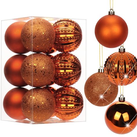 PRICES MAY VARY. 【Variety of Styles】:There has different classical colors of christmas ball ornaments allows you to decorate your Xmas tree quickly and arrange your Christmas interior scene.The shatterproof christmas balls has 4 different surface that will make great addition to your Christmas tree, including glitter, glossy, matte and shiny pumpkin shaped surface 【Shatterproof Christmas Tree Ornaments】:Our orange christmas balls are made of premium and eco-friendly plastic, which conbines the b Orange And Red Christmas Tree, Orange And Gold Christmas Tree, Black Christmas Balls, Orange Christmas Decor, Anti Fragile, Black Ornaments, White Xmas Tree, Orange Ornaments, Christmas Orange