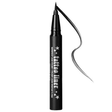 Mini Tattoo Liner Vegan Waterproof Liquid Eyeliner - KVD Beauty | Sephora Mini Eyeliner, Tattoo Eyeliner, Storybook Cosmetics, Kvd Beauty, Bold Eyeliner, Beauty Tattoo, Mini Tattoo, Eyeliner Tattoo, Cat Eyeliner