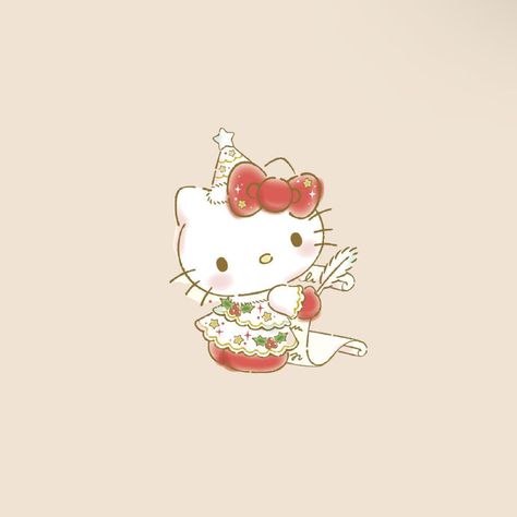 Beige Hello Kitty Wallpaper, Beige Christmas App Icons, Beige Hello Kitty, Sanrio Layout, Kitty Aesthetic Wallpaper, Christmas Icons Aesthetic, Hello Kitty Aesthetic Wallpaper, Aesthetic Hellokitty, Beige Icons