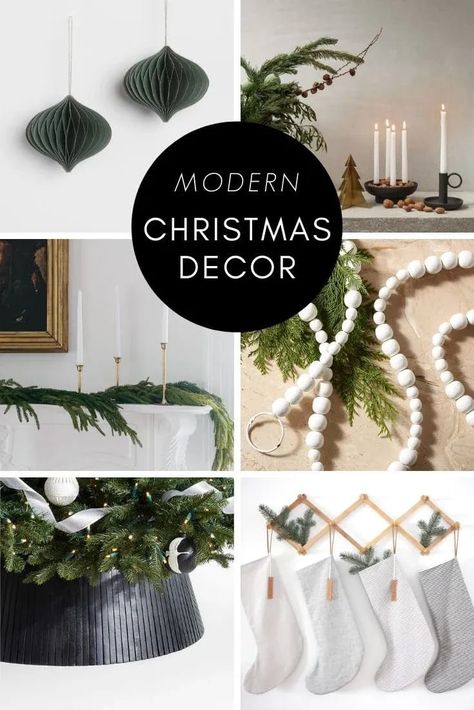 Beautiful modern Christmas decor ideas! Modern, minimal, and nordic decorations for any room in the home, from the living room and mantel, to the bedroom, kitchen, and bathroom. Love these Christmas decorations. Modern Christmas tree ideas, minimalist Christmas decor ideas, and contemporary Christmas decor. Beautiful black, white, grey, and neutral decorations. Modern Christmas Decor Ideas Living Room, Minimalist Christmas Tree Ideas 2022, Modern Christmas Decor 2022, Minimalist Modern Christmas Decor, Modern Contemporary Christmas Tree, Scandavian Christmas Decor, Black Neutral Christmas Decor, Christmas Tree Ideas Modern Minimal, Black And White Modern Christmas Decor