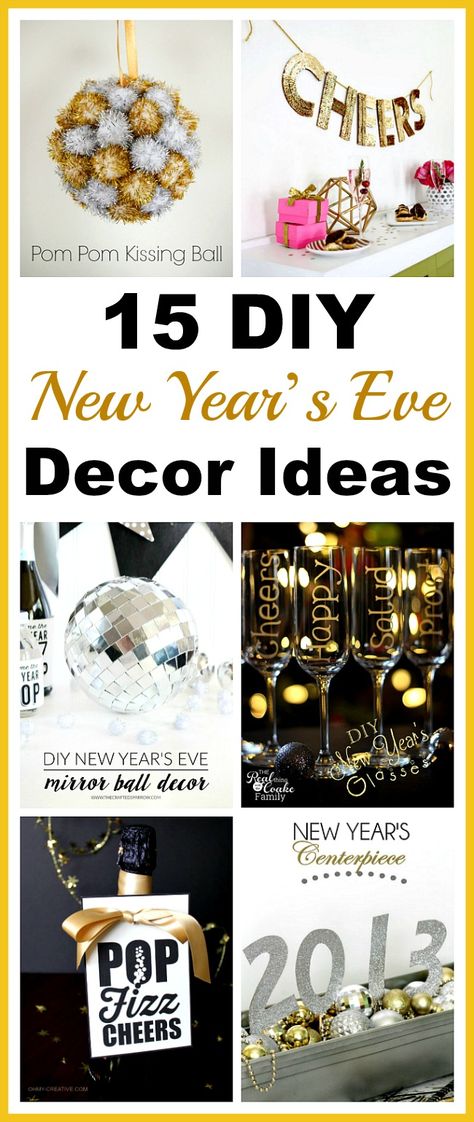 15 DIY New Year’s Eve Décor Ideas- You can have a fun and glamorous New Year's Eve without spending a lot! Check out these 15 DIY New Year’s Eve décor ideas for inspiration! #DIY #NewYearsEve #decor #craft #ACultivatedNest Happy New Year Diy Decoration, New Year’s Eve Diy Decor, New Year’s Eve Decor, New Year’s Eve Decorations, New Year's Eve Decor, Nye Decor, Diy Nye, Nye Party Decorations, New Year's Eve Crafts