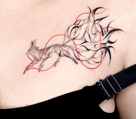 Kitsune Tatoos, Fire Fox Tattoo, Gumiho Tattoo, Kitsune Tattoo Ideas, 9 Tailed Fox Tattoo, Nine Tailed Fox Tattoo, Nine Tailed Fox Art, Kitsune Tattoo, Cool Tattoo Ideas