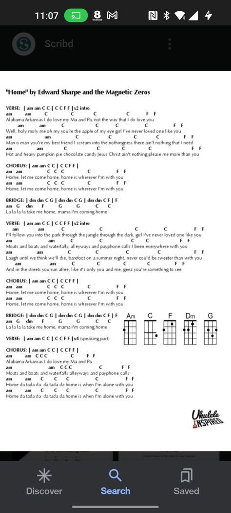 Home Guitar Chords, Home Ukulele Chords, Love Like You Ukulele Chords, Gutair Chords, Stick Season Ukulele Chords, Ukulele Chords Can't Help Falling In Love, Sweet Home Alabama Ukulele Chords, Alabama Arkansas Song, Ukulele Songs Popular