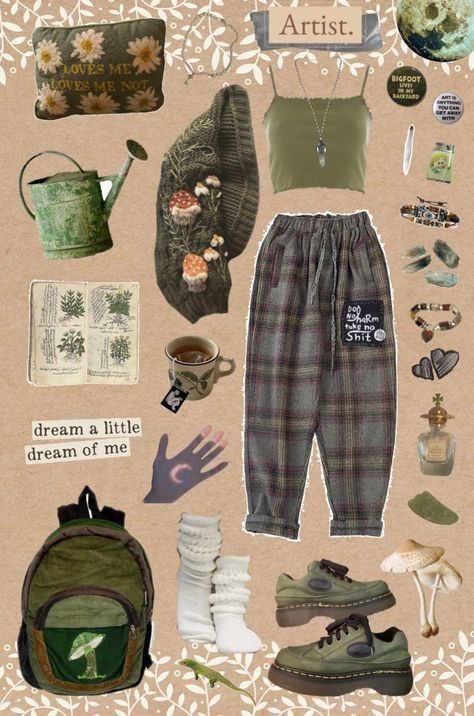 Outfit by Teddy - #cozycore #goblincore #mothcore #cottagep... Cute Goblin Core Outfits, Soft Goblincore Outfits, Cryptid Core Clothes, Goblincore Fashion Winter, Goblin Grunge Outfits, Moss Core Outfit, Goblincore Outfit Ideas, Witchy Goblincore Outfits, Soft Cottage Core Aesthetic Outfits