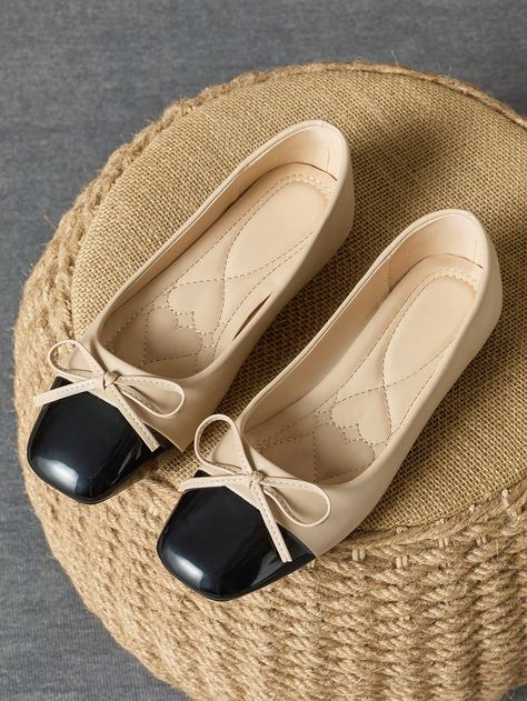 Women's Fashion Square Toe Shallow Mouth Beige Bow Flat Casual Outdoor High-End Khaki Versatile Ballet Flats Black and White Fashionable        Women Shoes, size features are:Bust: ,Length: ,Sleeve Length: Beach Wedges Shoes, Ballerina Flats Shoes, Yellow Flats, Ballerina Shoes Flats, Bow Flats, Black Ballet Flats, Beige Shoes, Ballerina Shoes, Calf Socks