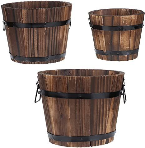 Whiskey Barrel Flowers, Barrel Flowers, Whiskey Barrel Planter, Nordic Industrial, Water Pail, Wooden Bucket, Bucket Planters, Vegetable Plants, Barrel Planter