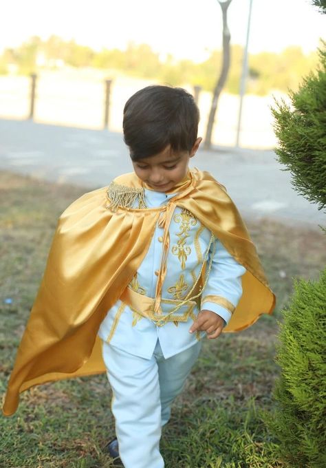 Holiday Prince Costume for toddler boys, The groom is in the Marine Corps, Prince charming costume, Usmc Wedding, Prince Charming Costume, Prince Suit, Toddler Boy Costumes, Sky Blue Suit, Ugly Dresses, Lace Crown, Prince Costume