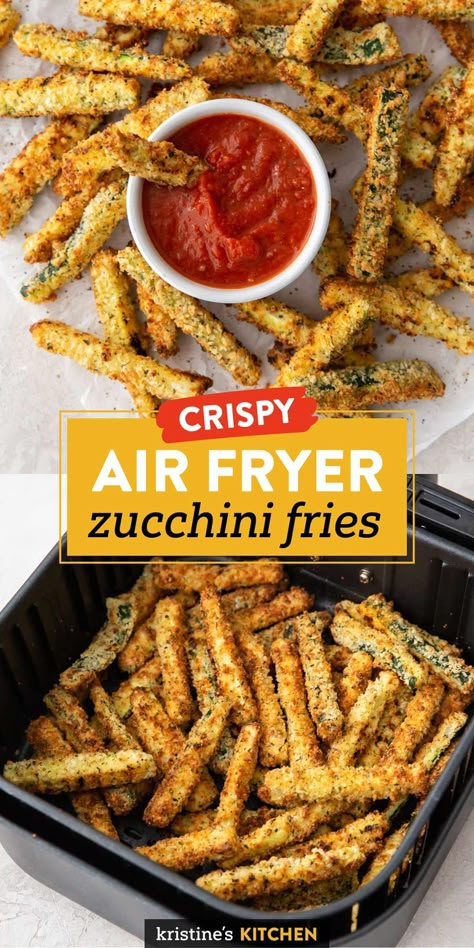 Fries Air Fryer Recipes, Zucchini Fries Air Fryer, Fries Air Fryer, Air Fryer Zucchini Fries, Healthy Air Fryer Recipes, Air Fryer Zucchini, New Air Fryer Recipes, Air Fryer Recipes Vegetarian, Healthy Air Fryer