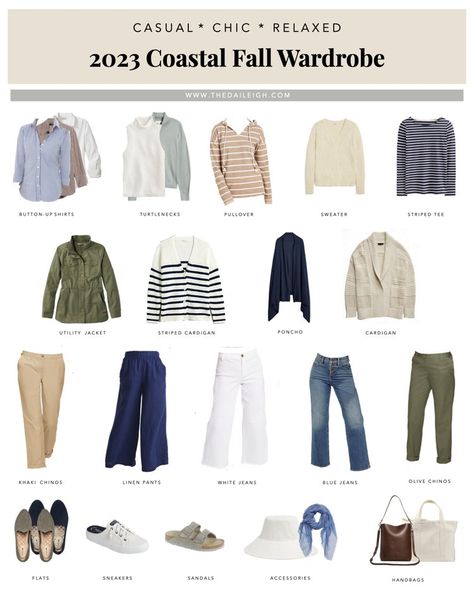 Coastal Fall Capsule Wardrobe, Coastal Grandma Capsule Wardrobe, Coastal Grandma Fall Outfits, Coastal Fall Outfits, Coastal Grandma Outfits, Mum Wardrobe, Fall Capsule Wardrobe 2023, Fall Beach Outfits, Capsule Wardrobe 2023