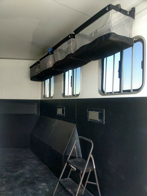 Gladiator storage from home depot. Horse Trailer Storage Hacks, Lq Horse Trailer Storage Ideas, Horse Trailer Camping Hacks, Horse Trailer Organization Ideas, Horse Trailer Organization Gooseneck, Horse Trailer Storage Ideas, Horse Trailer Tack Room Ideas, Horse Trailer Hacks, Horse Trailer Ideas