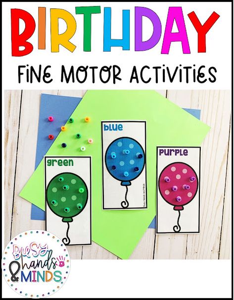 Occupational Therapy Birthday Activities, Birthday Theme Crafts For Preschoolers, Birthday Lesson Plans Preschool, Birthday Fine Motor Activities, Birthday Theme For Preschool, Birthday Activities For Preschoolers, Birthday Theme Preschool Activities, Preschool Birthday Activities, Preschool Birthday Crafts