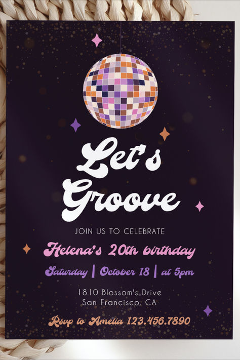 Get ready to boogie down at the grooviest party in town with our Disco Ball Birthday Party Printable Invitation Template! Transport your guests back to the funky vibes of the 70s with this retro-inspired invitation design. Featuring a dazzling disco ball and vibrant colors, it sets the stage for a night of disco fever. Disco Ball Birthday Party, Disco Invite, Disco Ball Birthday, Ball Birthday Party, Funky Vibes, Ball Birthday Parties, Dads Birthday, Orange Party, Holiday Dinner Party