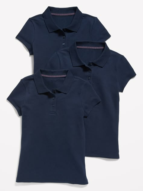 Mega soft & no itchy tags.  1 year guarantee on kids school uniforms (it’s kid-proof or your money back)!* 1-year refund guarantee on all Old Navy uniforms purchased 7/7/2023 – 9/30/2023! Not satisfied with the uniform’s quality or durability? Bring it back to an Old Navy store near you with proof of purchase, and we’ll give your money back.  Online exclusive! Pack includes 3 school uniform polo shirts.  Rib-knit collar.  Short-sleeves.  Three-button placket.  Vented sides at hem.  Soft-washed p Navy Blue Uniform, Blue Uniform, School Uniform Kids, Navy Uniforms, Uniform Accessories, Uniform Shirts, School Uniforms, Pique Polo Shirt, 8th Grade