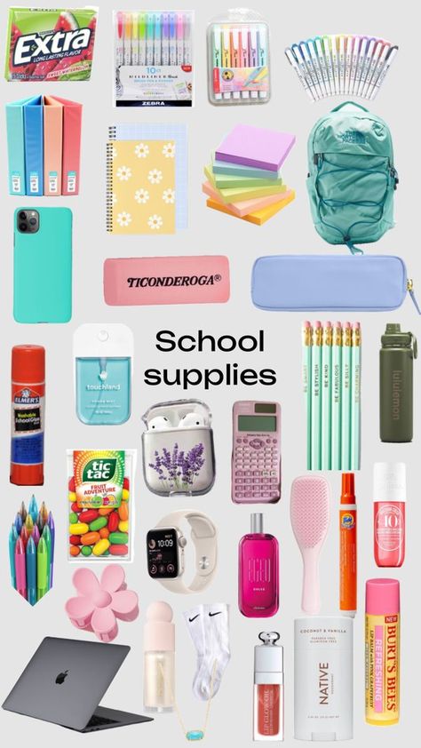 Check out HarperHouselog's Shuffles School Nessesities, That Girl School Supplies, Locker Inspo Aesthetic, What To Pack For School, Cute Back To School Supplies, School Supplies Ideas, Things For School, Back To School Stuff, Schul Survival Kits