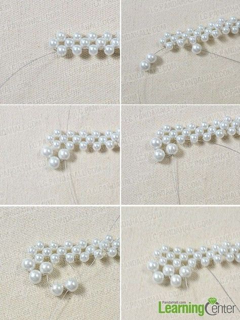 Pearls Diy, Beaded Jewelry Tutorials, Swarovski Bracelet, Pearl Bag, Handmade Jewelry Tutorials, Necklaces And Bracelets, Beaded Bracelet Patterns, Beaded Statement Necklace, Homemade Jewelry