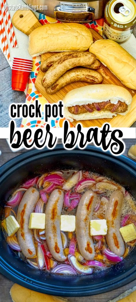 Brats Crockpot, Brat Recipes, German Bratwurst, Beer Bratwurst, Upstate Ramblings, Brats Recipes, Crockpot Meat, Potatoes Casserole, Pork Dinners