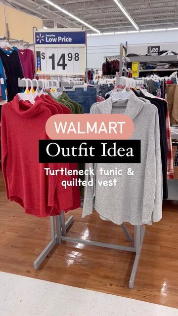 Dianna | Affordable Fashion on Instagram: "Casual fall look with this soft tunic top, quilted vest and retro sneakers! Type this link into a browser to shop: https://liketk.it/3SeuD ##walmartfashion #walmartreels #whoawaitwalmart" Plaid Casual Outfit, Winter Tunic Outfits, Walmart Womens Clothes, Clothes For 70 Degree Weather, Tunic Vest Outfit, Plus Size Vest Outfits Winter, Winter Plus Size Outfits Casual, Walmart Work Outfits, Walmart Winter Outfits