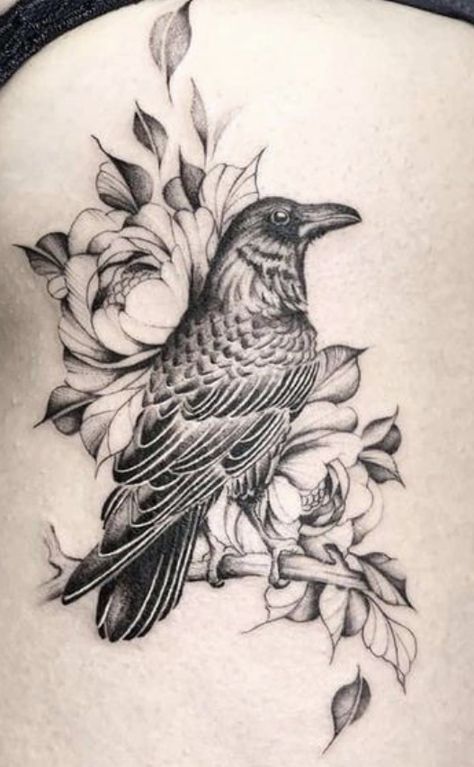 Feminine Horror, Hips Tattoo, Raven Tattoo Ideas, Trinity Knot Tattoo, 50 Tattoo, Rooster Tattoo, Embrace The Darkness, Black Bird Tattoo, Mystical Tattoos