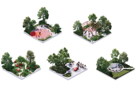 Mini Park Landscape Design, Landscape Design Concept Diagram, Productive Landscape, Landscape Architecture Concept Diagram, Zoning Landscape Architecture Diagram, Landscape Zoning Diagram, Community Park Design, Functional Diagram Landscape, Landscape Diagram