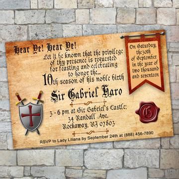 MEDIEVAL BIRTHDAY INVITATION - Medieval party – Digital file Medieval Invitation, Medieval Birthday, Country Themed Parties, Knight Birthday Party, Fall Feast, Medieval Banquet, Medieval Party, Royal Theme, Country Party