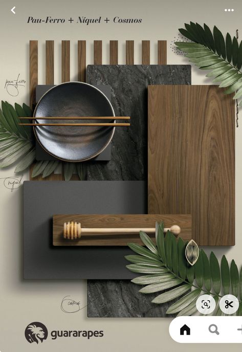 Modern Rustic Material Board, New Classic Mood Board, Green And Black Moodboard, Walnut Mood Board, Mood Pallete, Material Board Interior, Earth Tone Mood Board, Sample Board Interior Design, Interior Mood Board Ideas