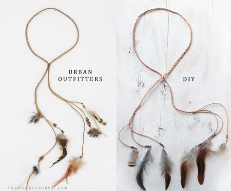 Urban Outfitters Inspired DIY Feather Suede Headwrap | Wonder Forest: Design Your Life. #accessories #easy #tutorial Diy Boho Headband, Diy Hair Feathers, Boho Feather Headband, Wonder Forest, Boho Style Accessories, Diy Feather, Urban Outfitters Clothes, Diy Pictures, Diy Boho