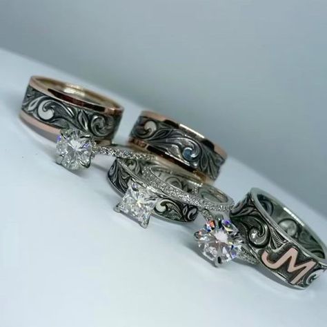 Mens Western Wedding Rings, Southern Wedding Rings, Western Wedding Rings Sets, Western Wedding Bands, Country Wedding Rings, Western Engagement Rings, Western Wedding Rings, Western Things, Country Western Wedding