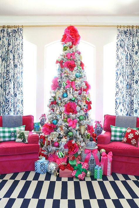 10 unexpected, out of the box Christmas tree decor ideas using items you have around the house — Hausmatter Dimples And Tangles, Christmas Tours, Christmas Tree Inspiration, Colorful Life, Tissue Paper Flowers, Christmas Tree Ideas, Colorful Christmas Tree, White Christmas Tree, Christmas Box